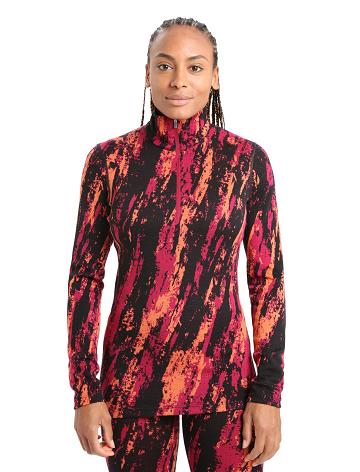 Cherry / Flash Women's Icebreaker Merino 250 Vertex Long Sleeve Half Zip Sedimentary Base Layers | USA 1834AHKP